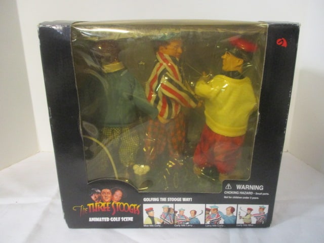 2002 Gemmy Industries "The Three Stooges" Animated Golf Scene Figures: in Original Box