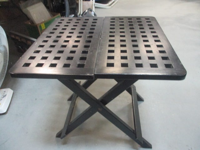 Painted Black Wood Slat Folding Table (1 of 7)