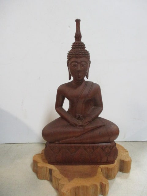 Hand Carved Wooden Hindu Buddha Table Shrine Statue (1 of 7)