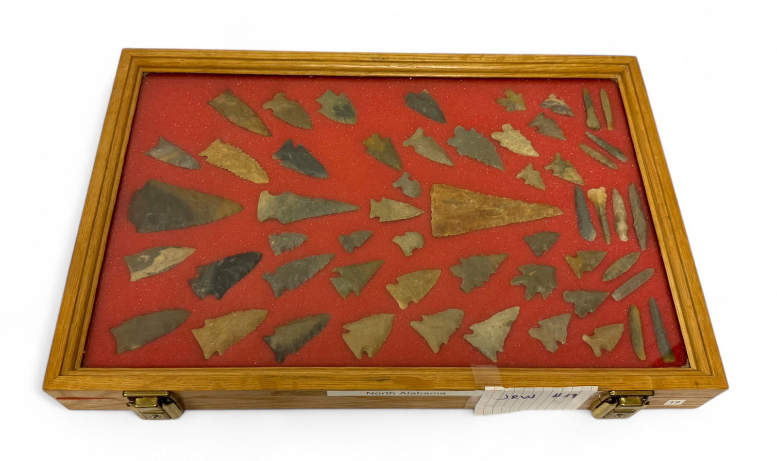 54pc. Curated Ancient Native American Projectile Point Cased Display from North Alabama (1 of 20)