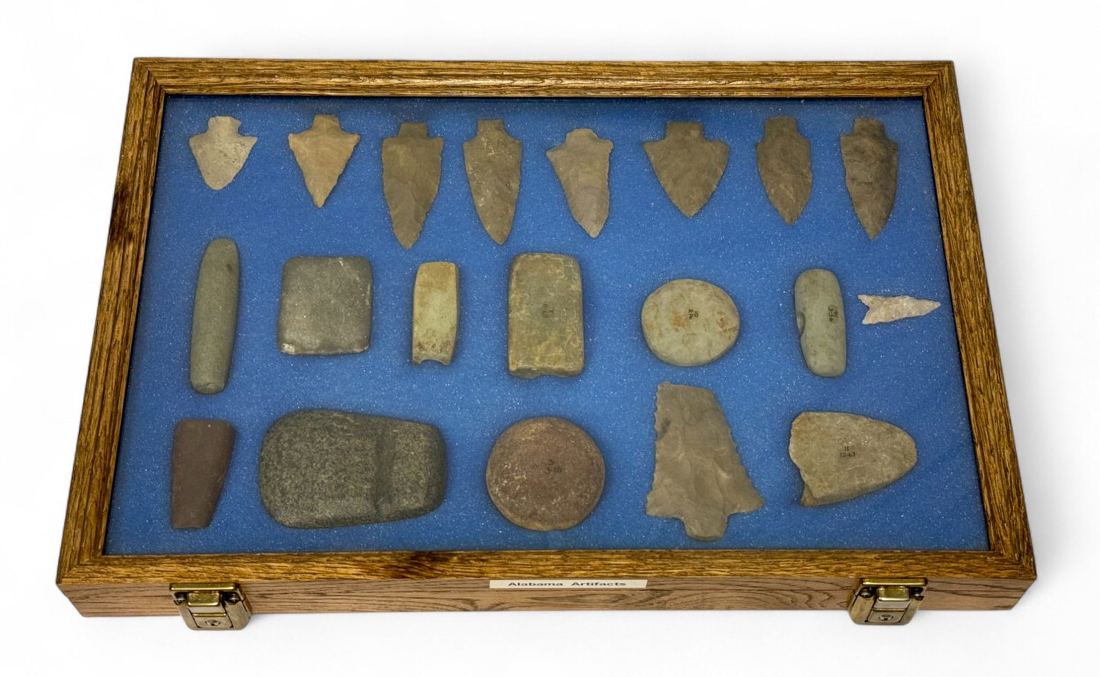 20pc. Curated Ancient Native American Artifacts Cased Display from Alabama (1 of 20)