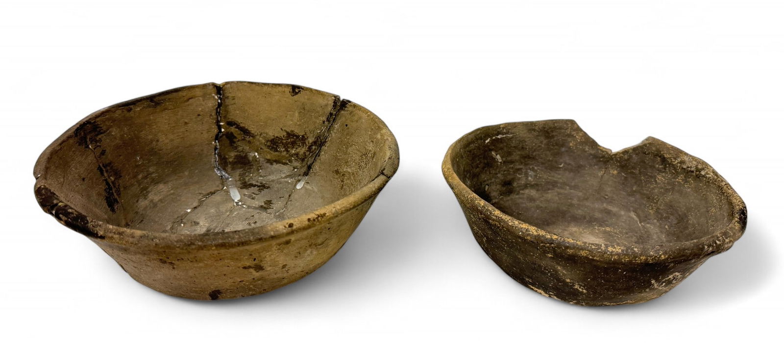 (2) Ancient Native Clay Pottery Mississippian Bowls (1 of 20)
