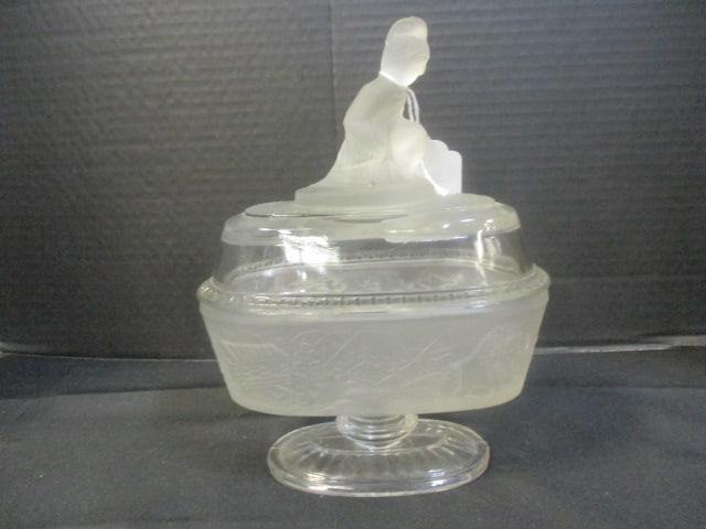 Antique Gillinder & Sons "Westward Ho" Covered Glass Compote (1 of 8)