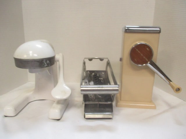 Manual Citrus Juicer, Metal Grater and Ice-O-Matic Hand Operated Ice Machine: .