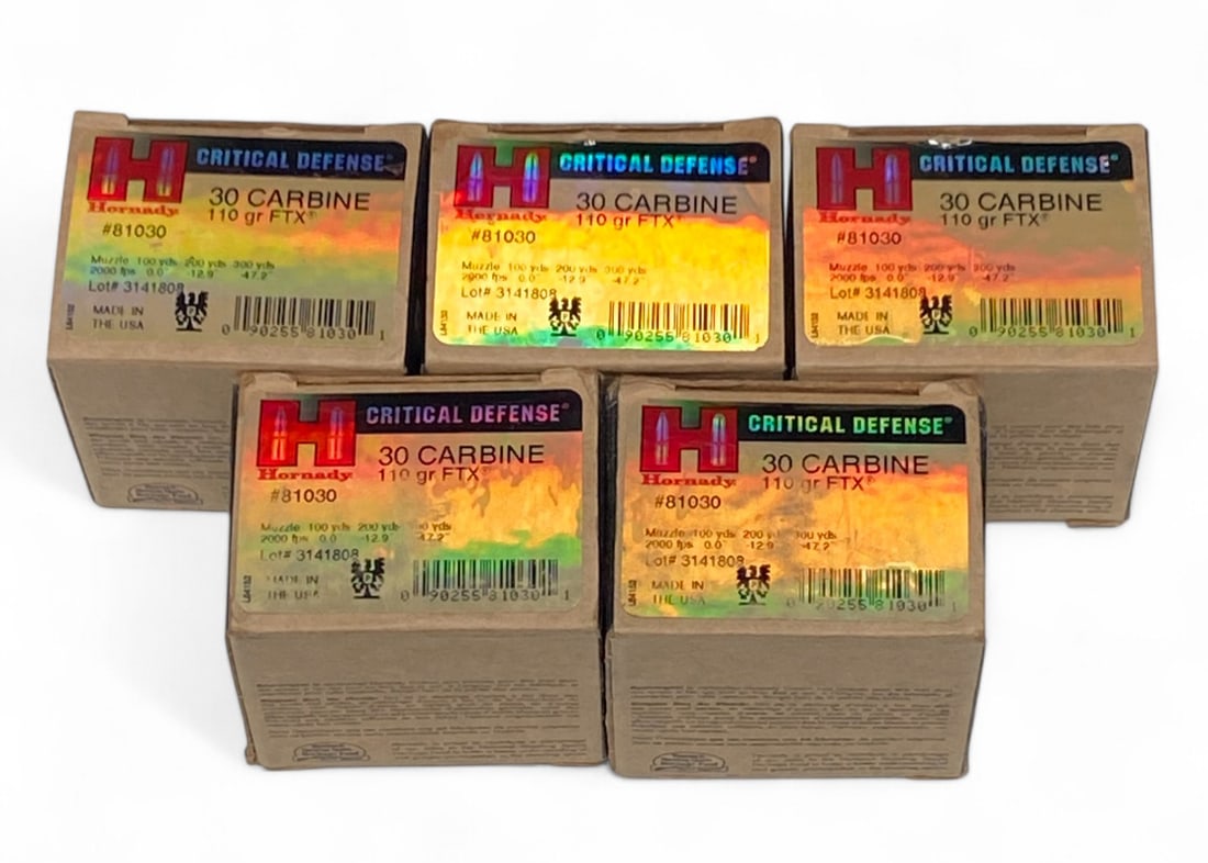 NIB 100rds. of 30 Carbine 110gr. FTX Hornady Ammunition: New in Box