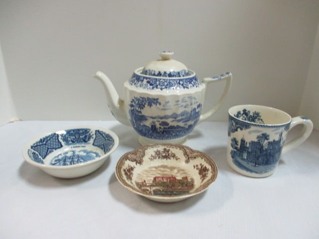 Pottery Lot Pitcher, Cup, Bowls, From England. (1 of 16)