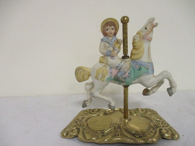 Limited Ed. Carousel Horse with Girl on Brass Bass. The American Carousel by Tobin Fraley. (1 of 7)