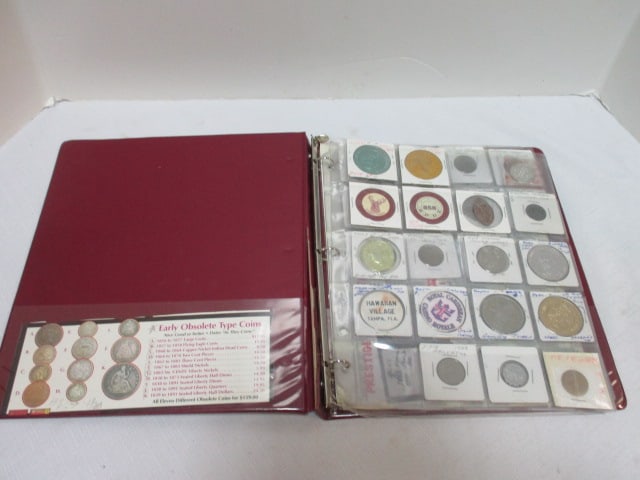 Album with Plastic Dividers with Tokens and Foreign Coins. (1 of 8)