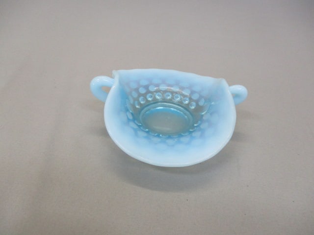 Small Fenton Blue Opalescent Hobnail Trinket Dish (1 of 3)