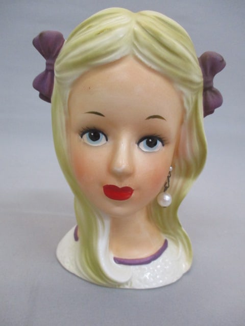 5 1/2" Lady Head Vase Made In Japan (1 of 5)