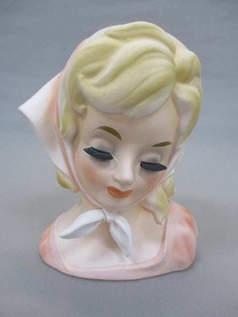 6" Ucagco Lady Head Vase (1 of 5)