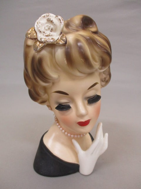 7" Inarco E2104 Lady Head Vase (1 of 5)