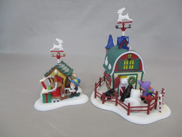 2 Dept. 56 North Pole Series: "Wrap And Roll" 4" & "Petting Zoo" 5 1/2"