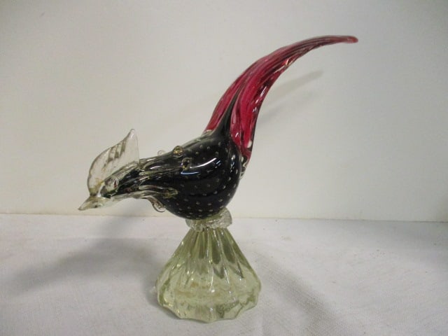 Genuine Venetian Glass Pheasant Made in Italy.: 5 x 11 1/2''.