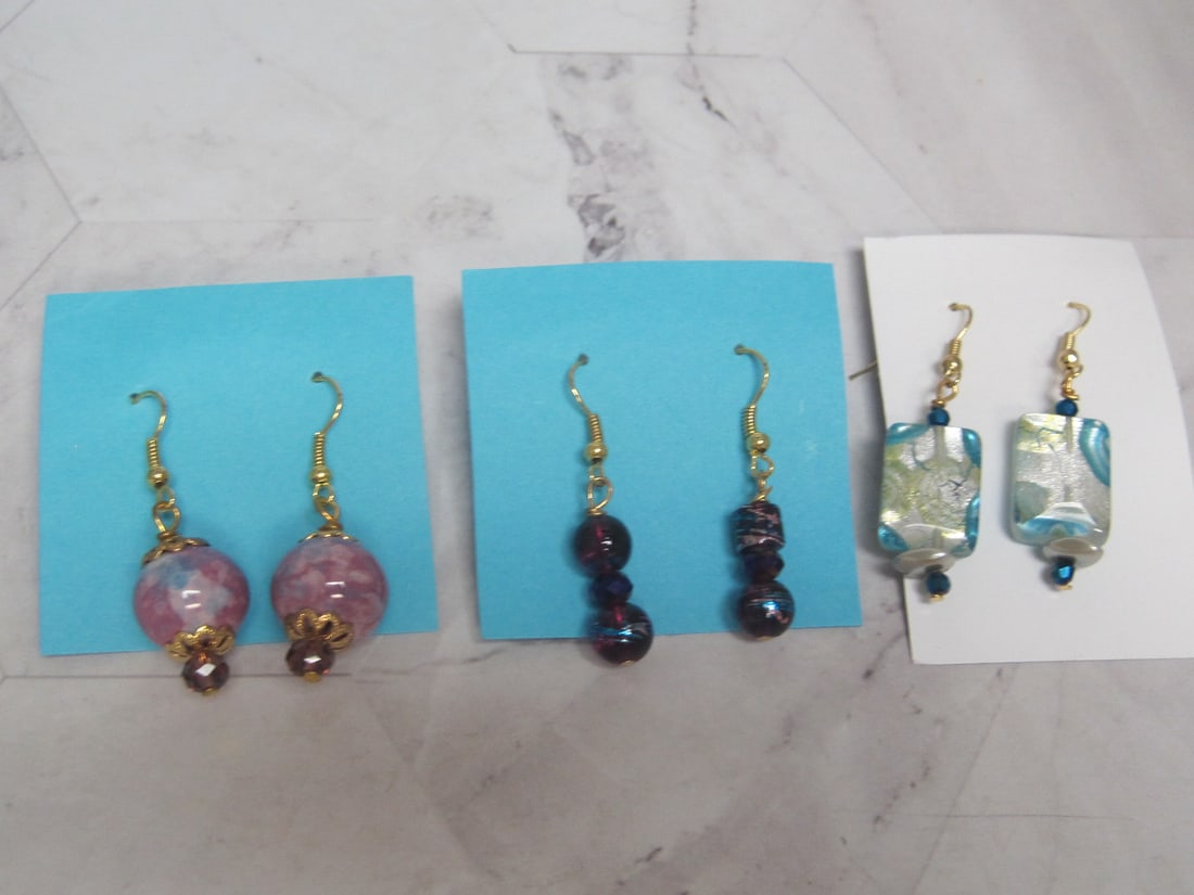 3 Pair of Custom Beaded Earrings: .