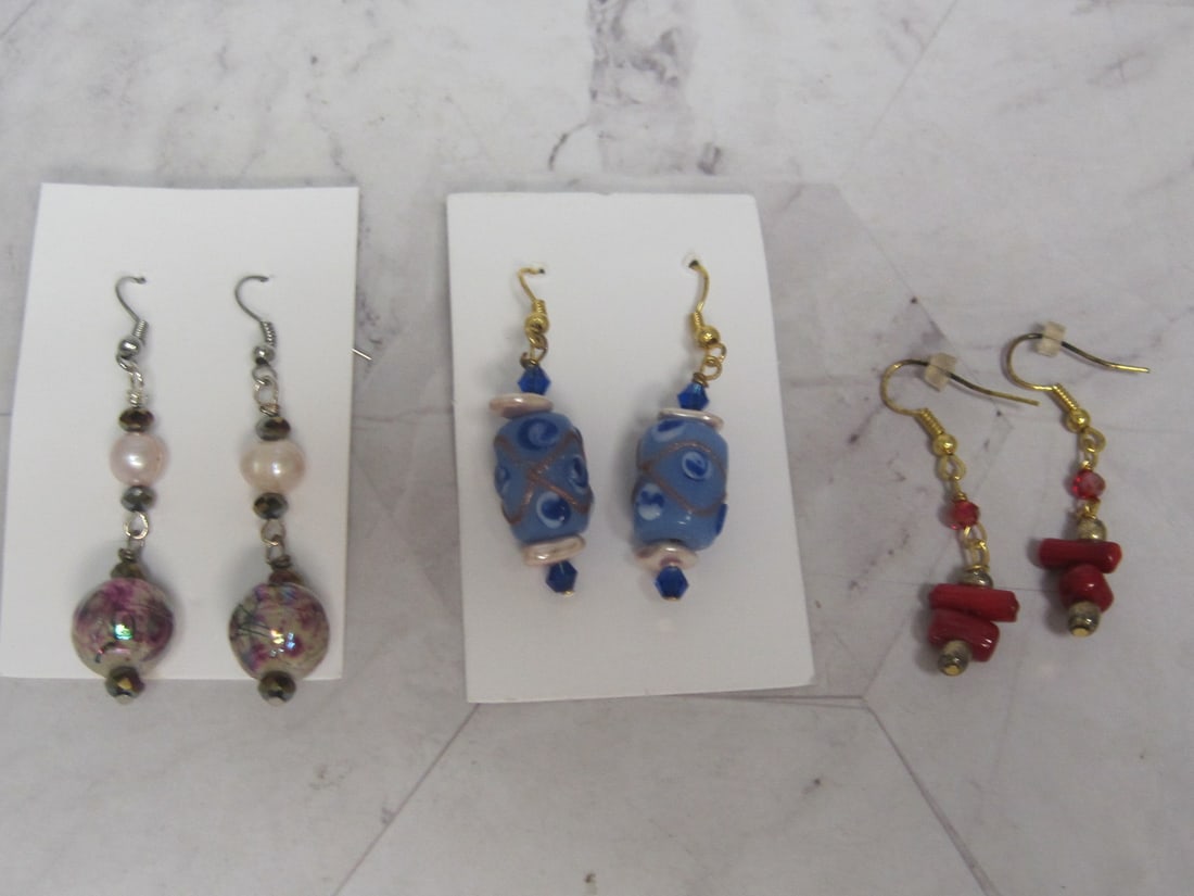 3 Pair of Custom Beaded Earrings: .