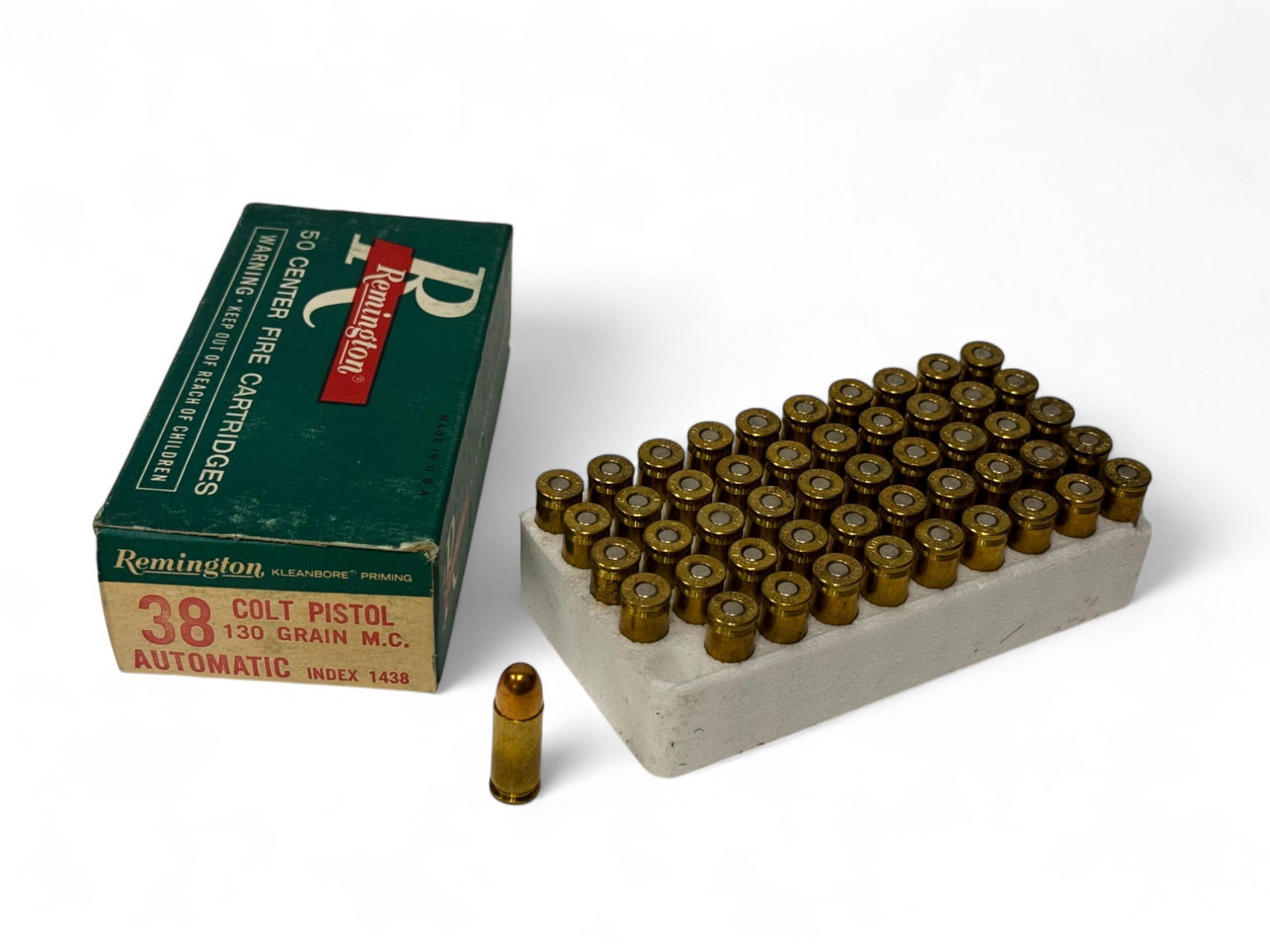 NIB 50rds. of .38 AUTO Colt Pistol 130gr. MC Remington Collectible Ammunition: Index. 1438