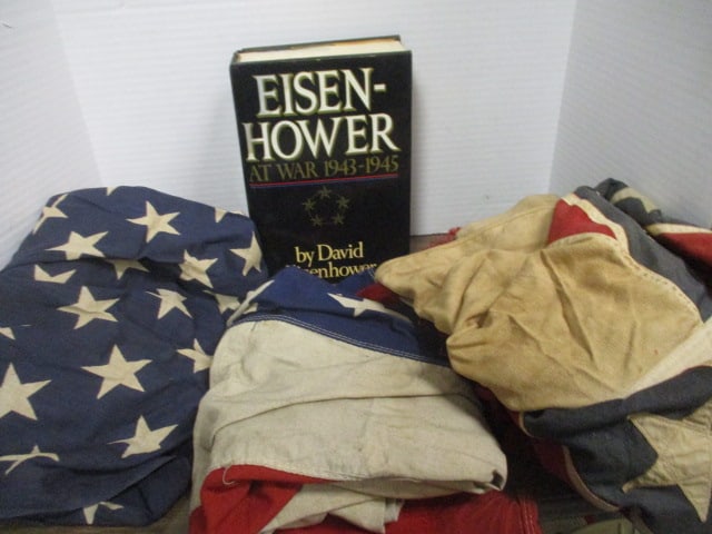 3 Vintage Cloth Flags - US Stars and Stripes, Confederate Battle Flag, (1 of 15)