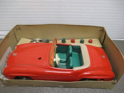 Vintage Schuco #2095 "Mercedes 190" Wind-Up Metal Toy Car with Key: 8 1/4", made in Germany, with partial box and accessories