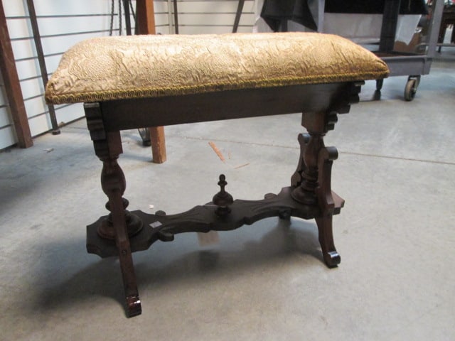 Antique Victorian Walnut Sewing Stool with Underseat Storage (1 of 8)