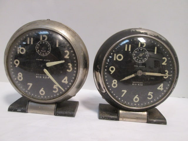 Two Old Westclox "Big Ben" Winding Alarm Clocks: 6"h, wound tight-not ticking