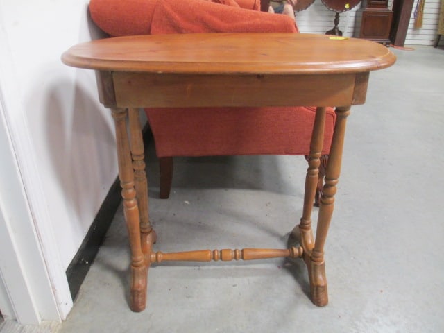 Vintage Pine Farmhouse Trestle Base Table with Drawer (1 of 6)
