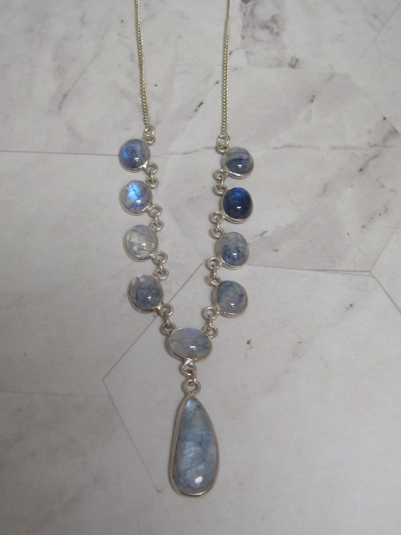 Sterling Silver Rainbow Moonstone Necklace (1 of 5)
