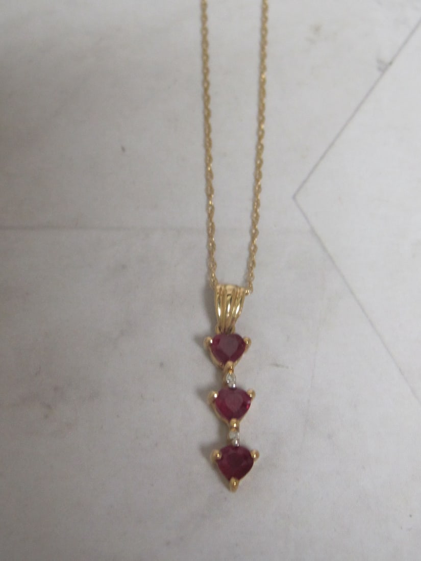 10k Gold Ruby and Diamond Pendant on Chain (1 of 5)
