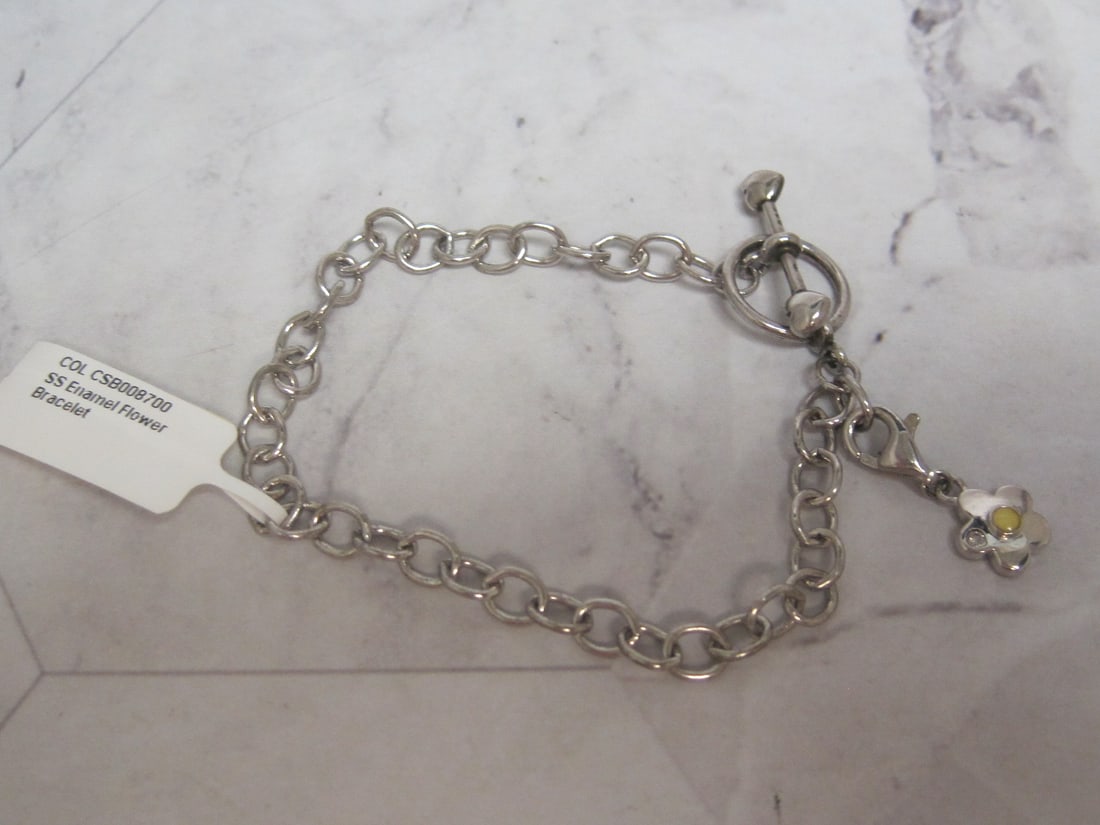 6 1/2" Sterling Silver Bracelet with Enamel Charm (1 of 6)