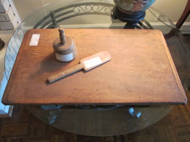 Antique 1896 Wooden Butter Mold, Butter Mold Paddle and Dough Board (1 of 9)