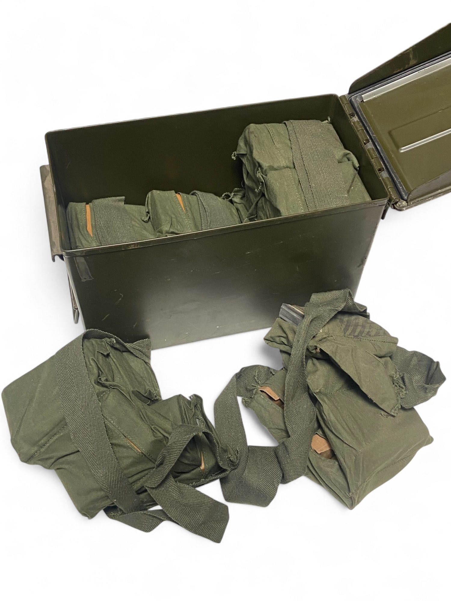 360rds. of .30-06 SPRG. Ammunition on M1903 Stripper Clips in Bandoleers in Ammo Can: Headstamp SL 55
