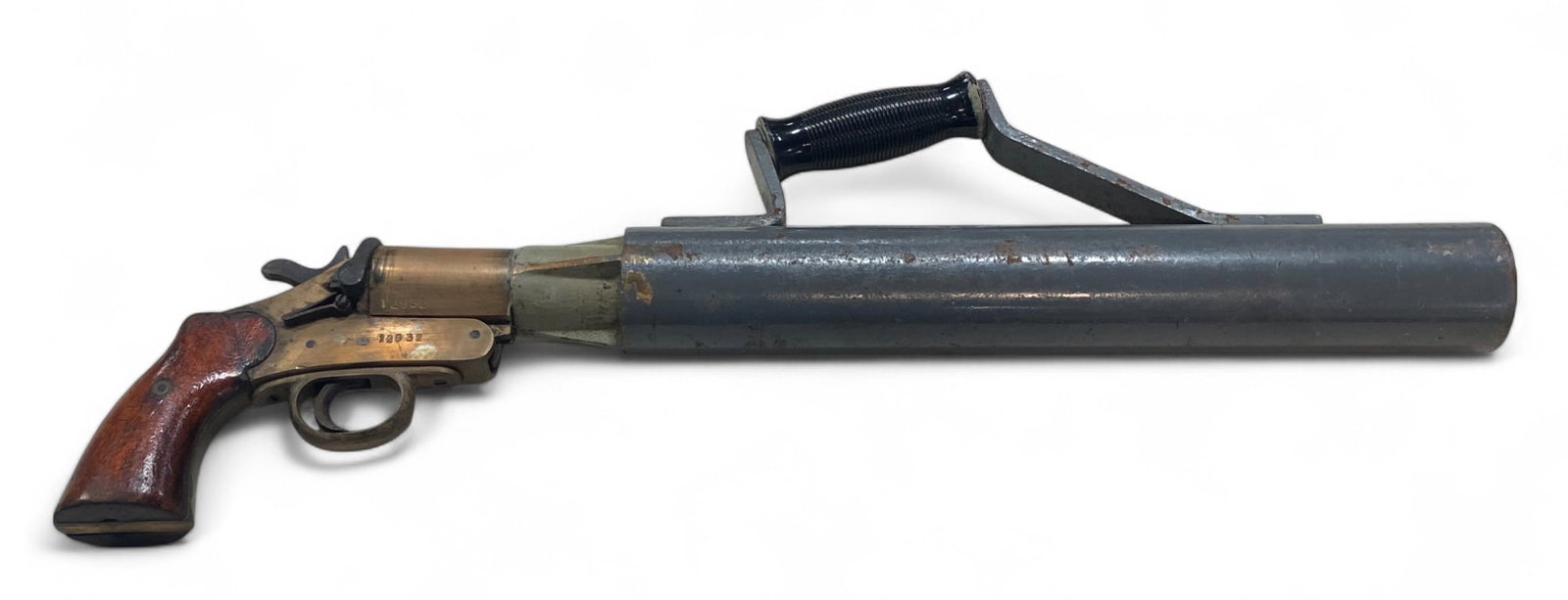 23” Schermuly’s Rocket Apparatus Line Throwing Gun: S#: 12932, matching on frame and barrel. Mechanically functions. See photos for condition