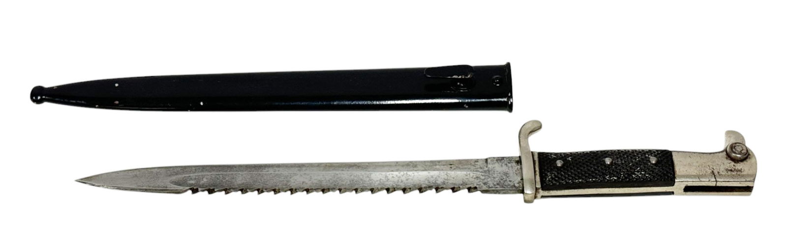 Rare Imperial German WWI Kurzes Seitengewehr M1898 Sawback Dress Bayonet by Carl Eickhorn: This is an original & quite rare Kurzes Seitengewehr (Short Sidearm) M1898 Sawback Dress Bayonet for use on the Mauser GEW 98 rifle, the bayonet design is based on the earlier M1871/84 bayonet with a