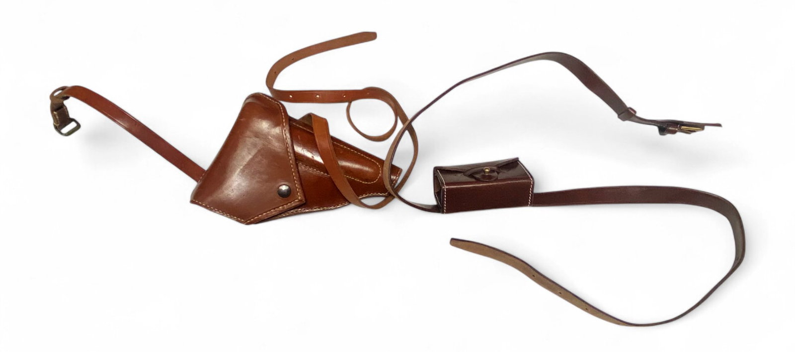 New Japanese WWII Nambu Type 94 Pistol Rig with Strap, Lanyard and Ammo Pouch: Excellent, New condition