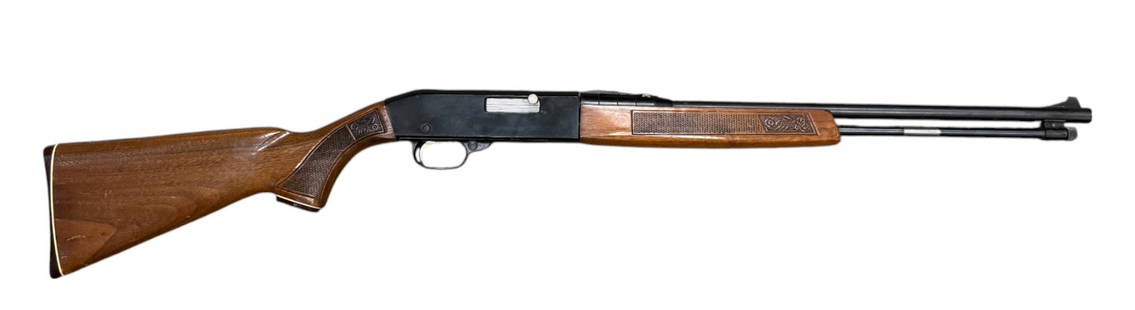 Rare Sears Ted Williams Model 3T .22 S-L-LR (Winchester Model 190) Semi-Automatic Rifle: S#: 32742 Mfg. 1965-1973 | Nice factory carved designs in the pistol grip of the wood stock | Nice silver pistol grip cap | This is essentially a Winchester Model 190 | HJ Date Code |||| CONDITION: Ex