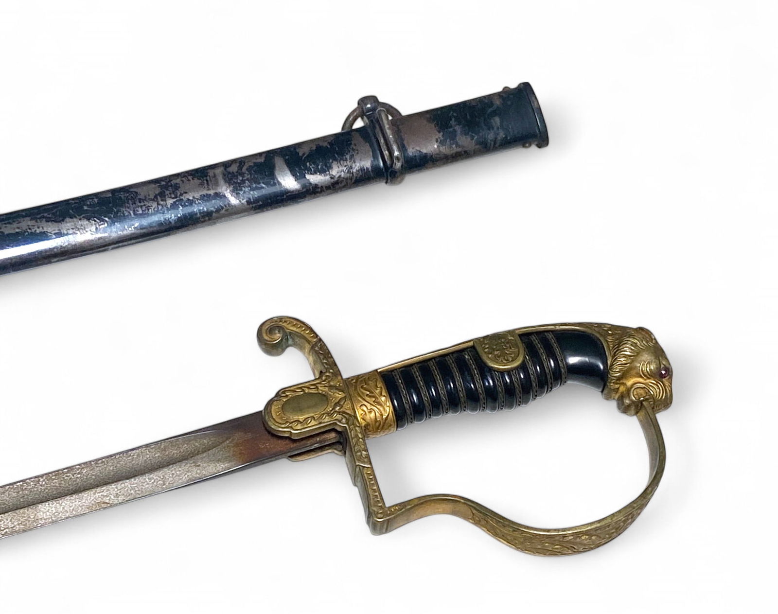 WWII German Army “Lion Head” Officer’s Sword with Scabbard (1 of 12)