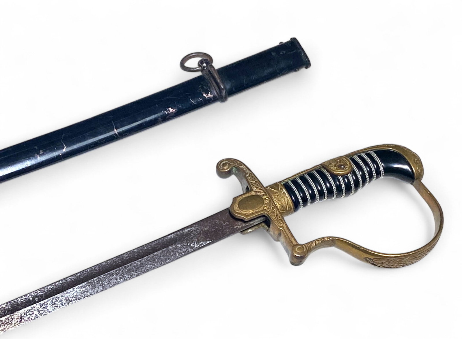 WWII German Army Officer’s Sword by Waffenbrik Max Weyersberg with Scabbard: Maker Mark by WMW Waffen (Waffenbrik Max Weyersberg | 33" Blade, 38" Overall | Surface Pitting