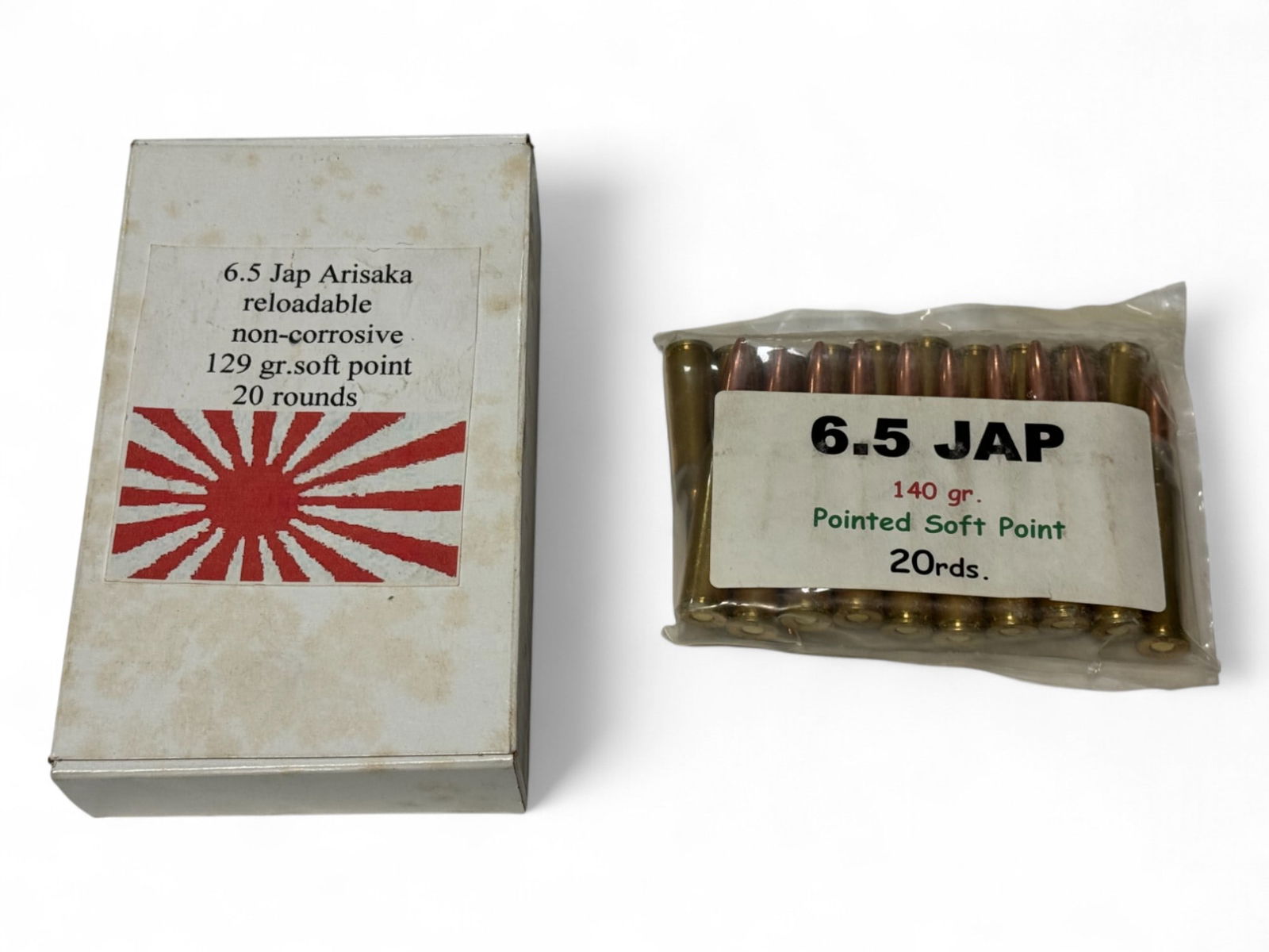 NIB 31rds. of 6.5x50mm JAP Arisaka Ammunition: (19) 129gr. SP & (20) 140gr. Pointed SP