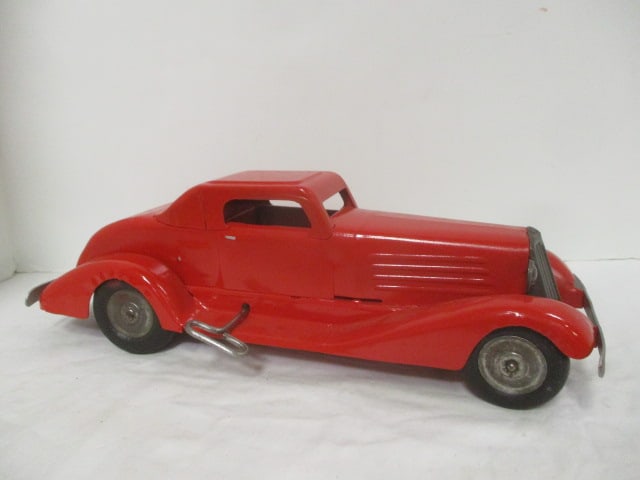 Vintage Red Pressed Steel Coupe with Rubber Wheels (1 of 7)