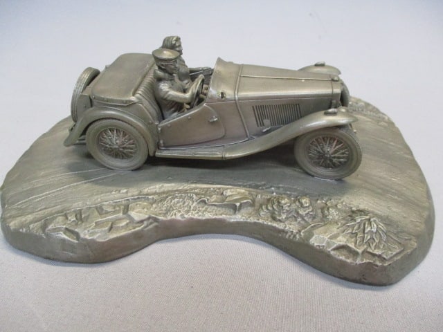 Limited Edition Pewter Sculpture of Vintage MG/TC: By Raymond Meyers for Sports Car Club of America "Taking The Curse" 7" x 3.5"