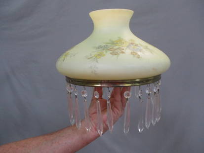 Vintage Glass Lamp Shade w/Prisms: 10" Missing some Prisms
