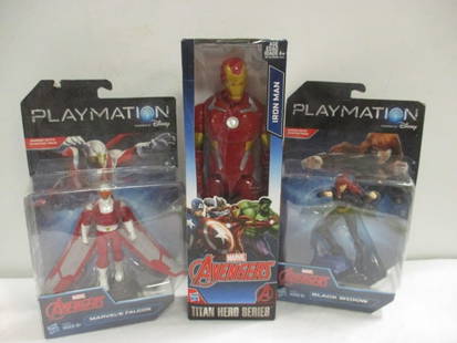 2015 Hasbro Marvel Avengers Iron Man in Original Box, Playmation Marvel's Falcon: and Black Widow Hero Smart Figure in Original Package