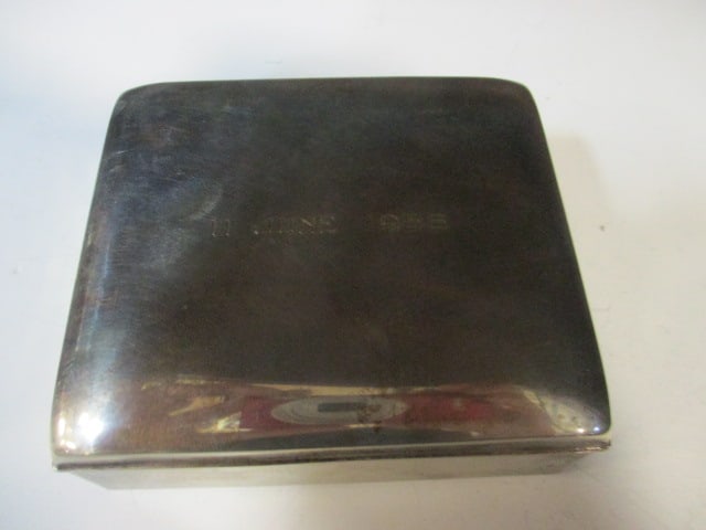 Vintage Poole Sterling Hinge Box with Lightweight Wood Liner: engraved "11 June 1956"