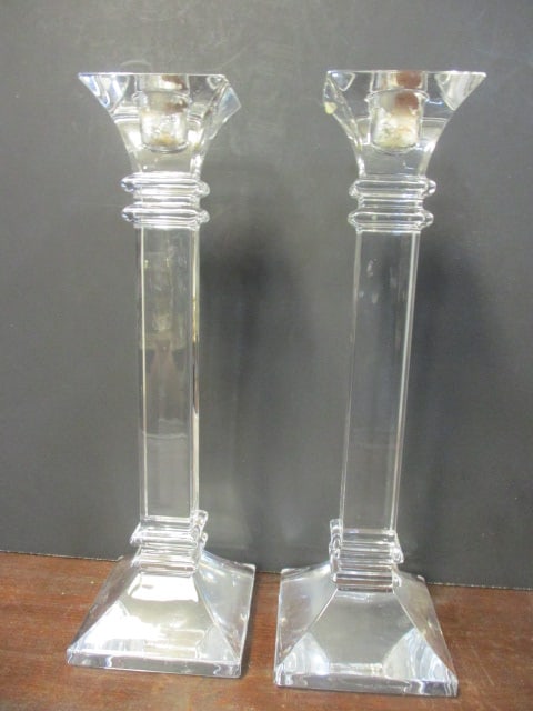 Pair of Marquis by Waterford Crystal Candle Holders: 10" each