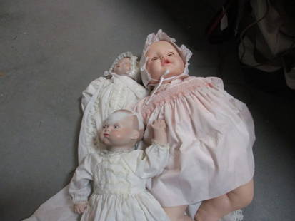 Grace S. Putnam (Germany) Porcelain Head Doll, Vintage Porcelain Head: Doll (head is broken), and Large Baby Doll