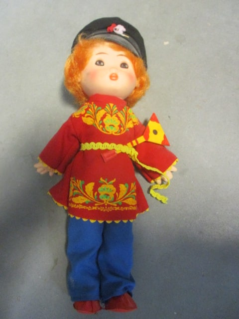 Vintage Folk Art Souvenir Doll: 14"