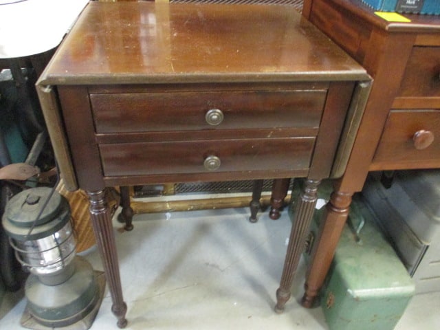 Vintage Brandt Furniture 2- Drawer Drop Leaf Side Table: 19 1/2" (36" with leaves open) x 16" x 19", Local Pickup Only