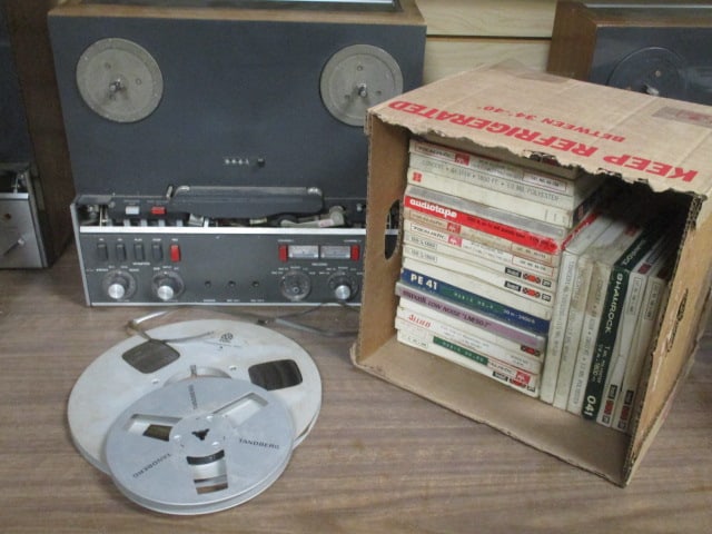Vintage Automatic Reel to Reel Player and 25+/- Reel to Reel Tapes: Untested-Does Not Have Power Cord, See pictures and preview for condition, Local Pickup Only