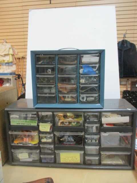 Metal 12 Drawer Organizer and Hard Plastic 19 Drawer Organizer and Contents (1 of 14)