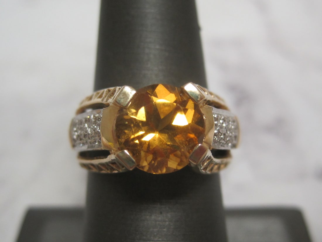 14k Gold Citrine and Diamond Ring (1 of 5)